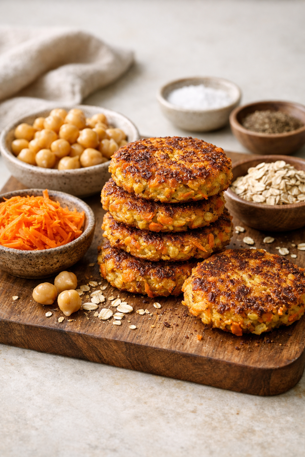 GALETTES DE POIS CHICHES CAROTTES & CUMIN