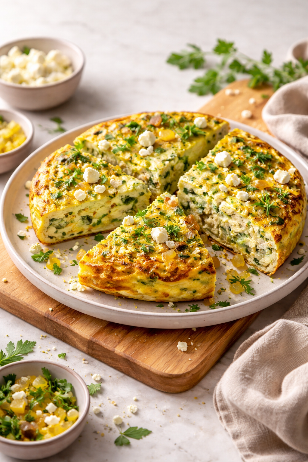 OMELETTE ÉPAISSE COURGETTES FETA & CITRON CONFIT