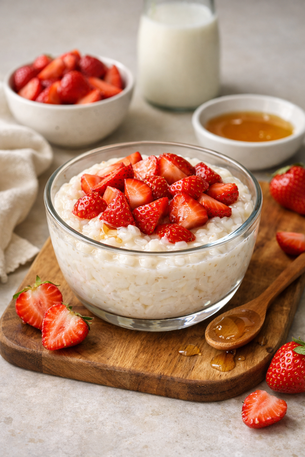 CRÈME DE RIZ AU LAIT D’AMANDE & FRAISES