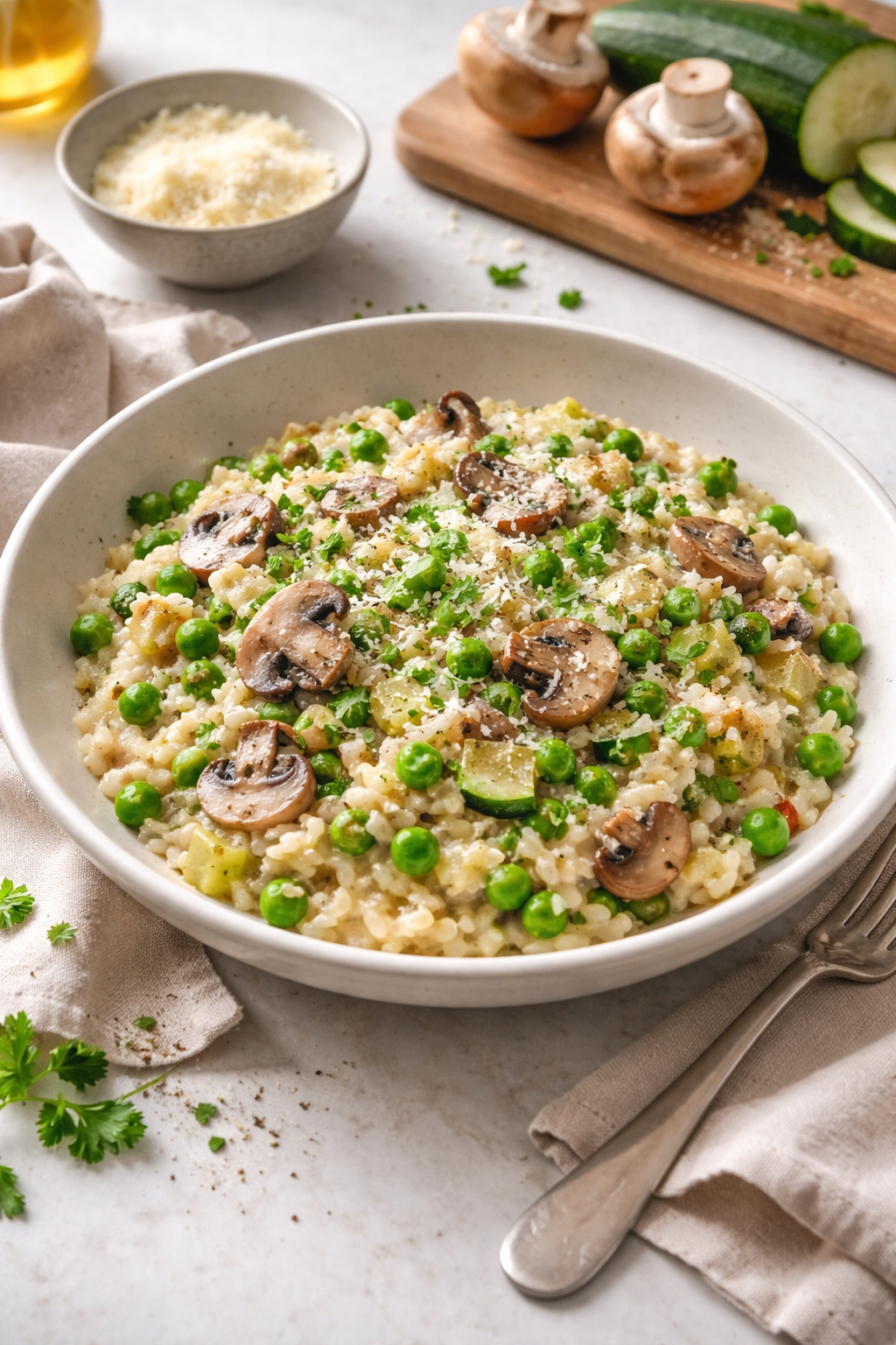 RISOTTO PRINTANIER CHAMPIGNONS PETITS LÉGUMES