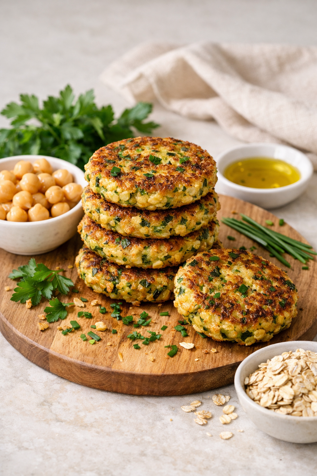 GALETTES DE POIS CHICHES COURGETTE & HERBES FRAÎCHES