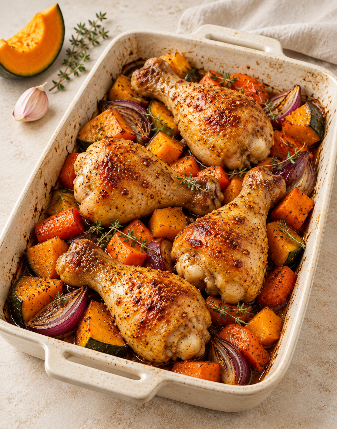 POULET MIEL-MOUTARDE & LÉGUMES D’AUTOMNE