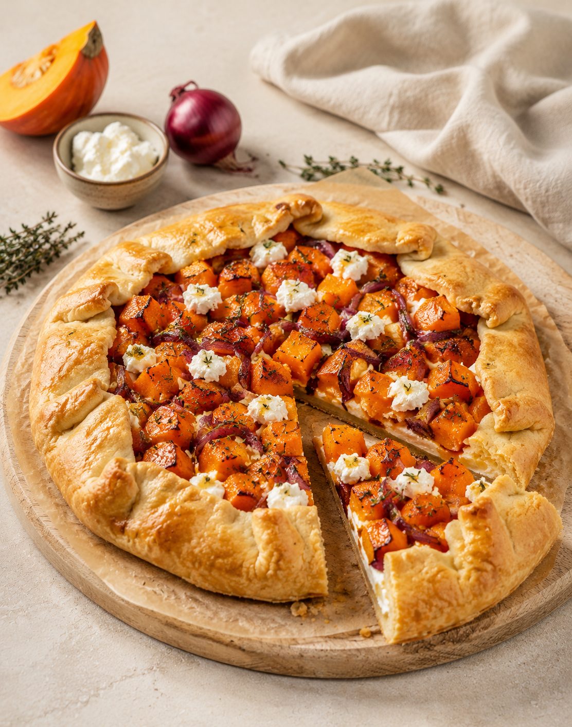 TARTE RUSTIQUE POTIMARRON CHÈVRE MIEL