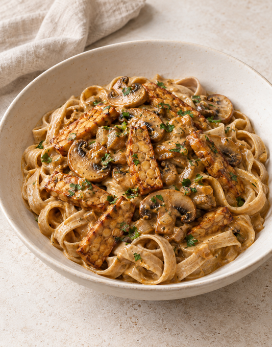 STROGANOFF DE TEMPEH CHAMPIGNONS PAPRIKA