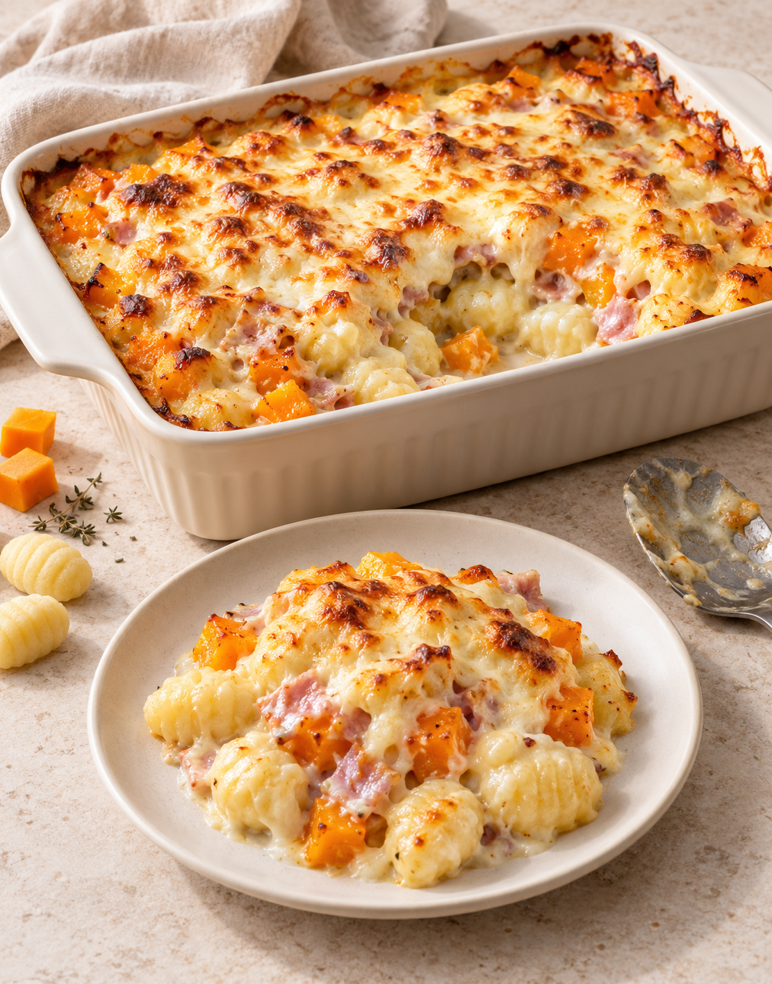 GRATIN DE GNOCCHIS BUTTERNUT JAMBON MOZZARELLA