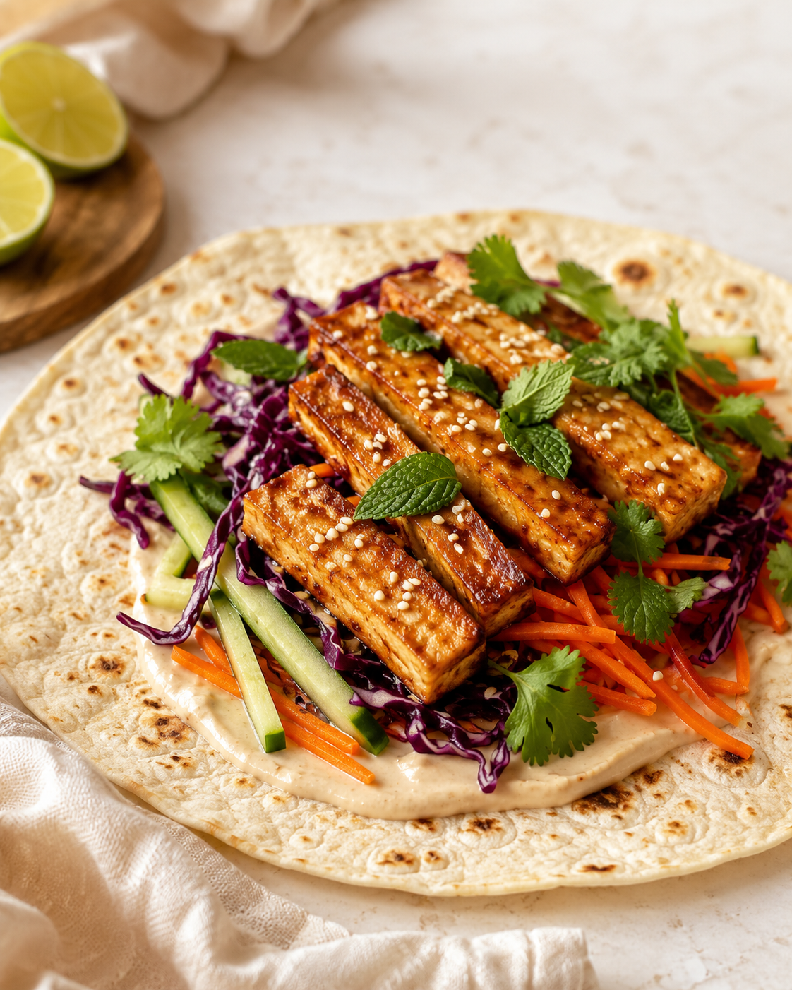 CROUSTI-WRAPS FRAIS SATAY & TOFU DORÉ