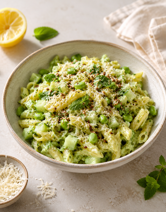PASTA SALAD CRÉMEUSE AVOCAT EDAMAME & PARMESAN