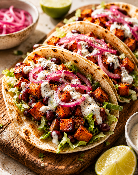 TACOS FUMÉS PATATE DOUCE CRÈME FETA CITRON VERT