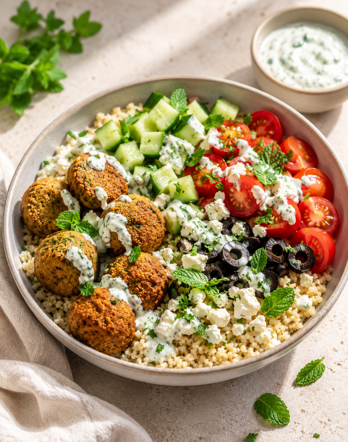 BOWL MÉDITERRANÉEN FALAFELS & SAUCE CITRONNÉE