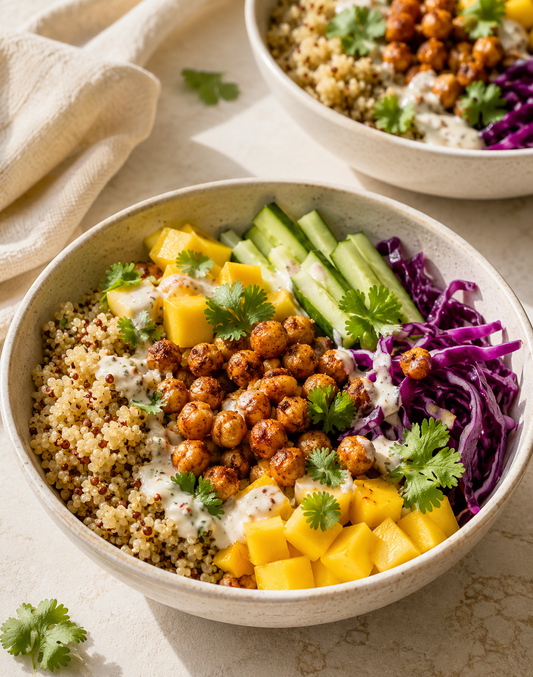 BOWL COCO CITRON VERT QUINOA MANGUE POIS CHICHES CROUSTILLANTS