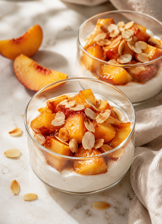 PÊCHES FONDANTES CRÈME DESSERT VANILLE