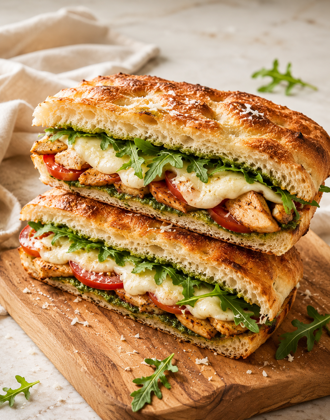CROQUE FOCACCIA POULET PESTO & MOZZARELLA