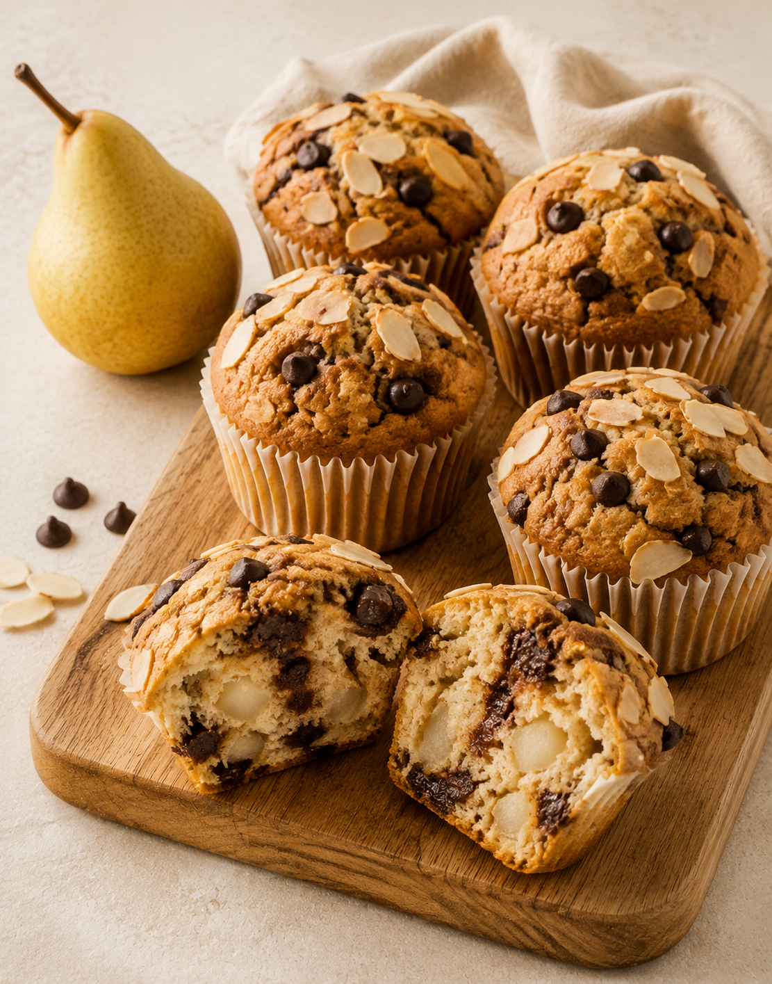 MUFFINS POIRE CHOCOLAT AMANDES