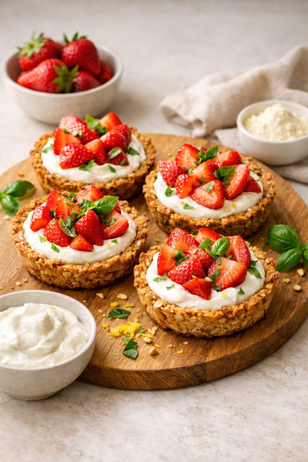 TARTELETTES FRAISE BASILIC SKYR