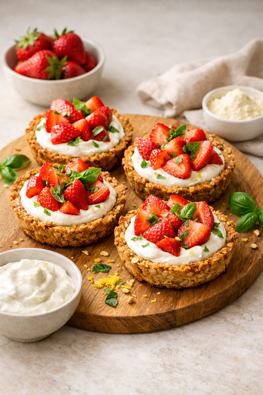 TARTELETTES FRAISE BASILIC SKYR