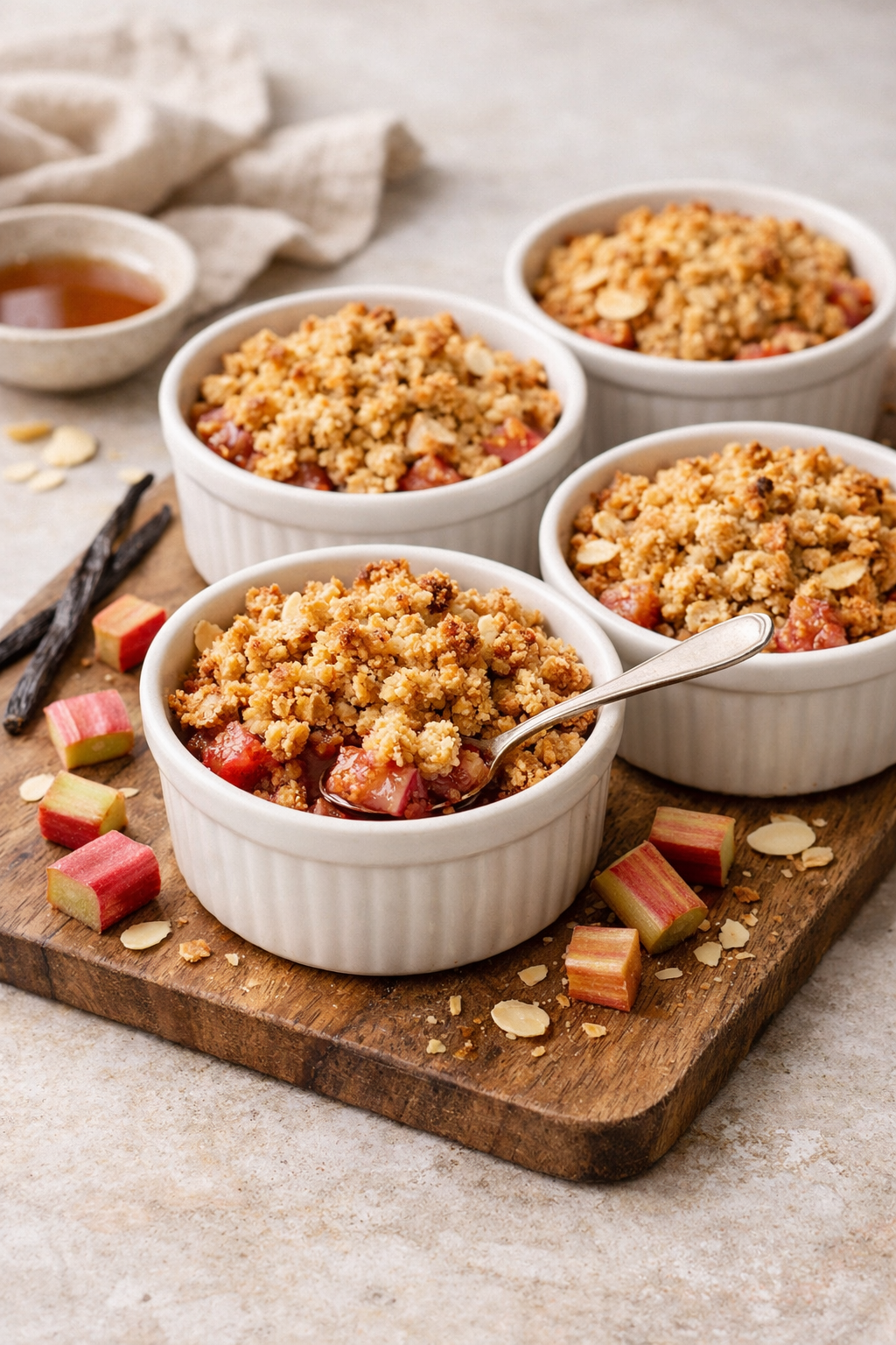 CRUMBLE PROTÉINÉ RHUBARBE-VANILLE