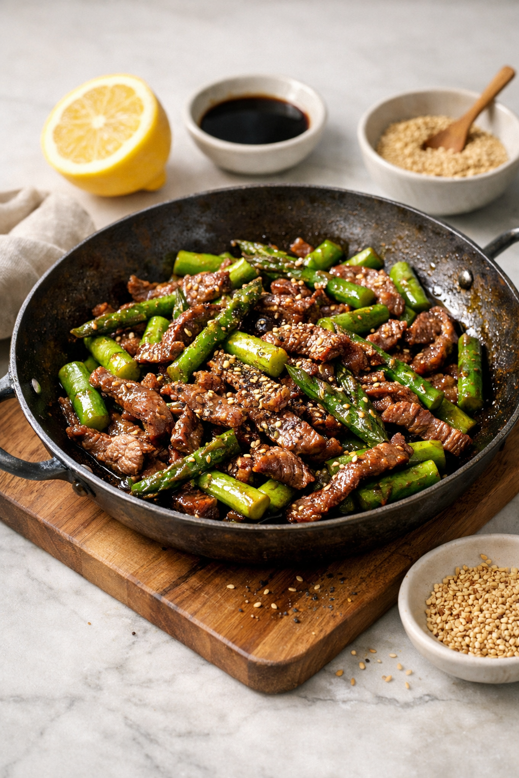 WOK DE BŒUF ASPERGES & SAUCE SOJA-CITRON