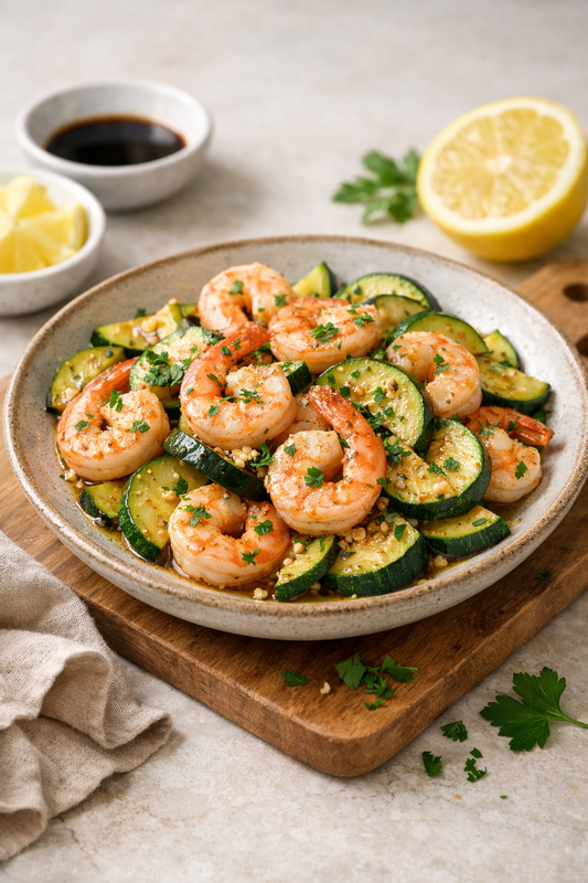 WOK DE CREVETTES COURGETTES & SAUCE AIL-CITRON