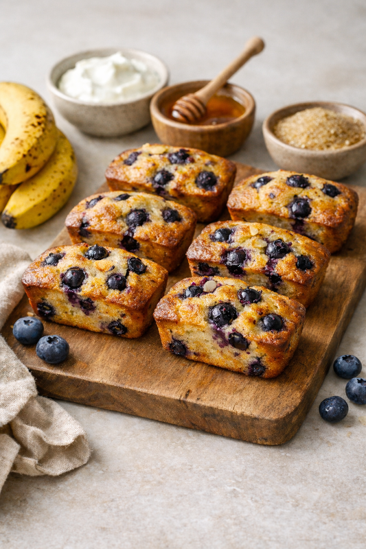 MINI CAKES BANANE & MYRTILLES