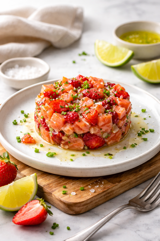 TARTARE SAUMON FRAISES CITRON VERT