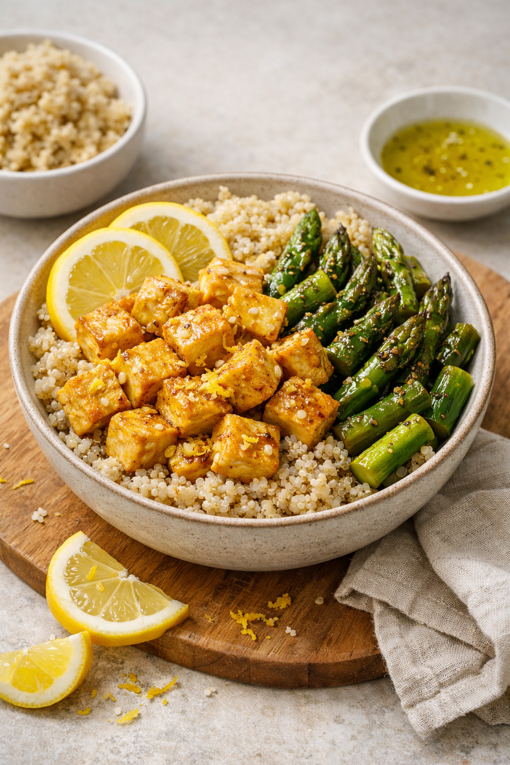 BOWL QUINOA ASPERGES RÔTIES TOFU CITRONNÉ