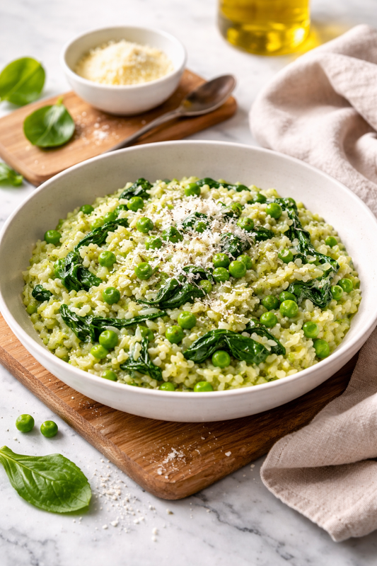 RISOTTO VERT PETITS POIS ÉPINARDS & PARMESAN