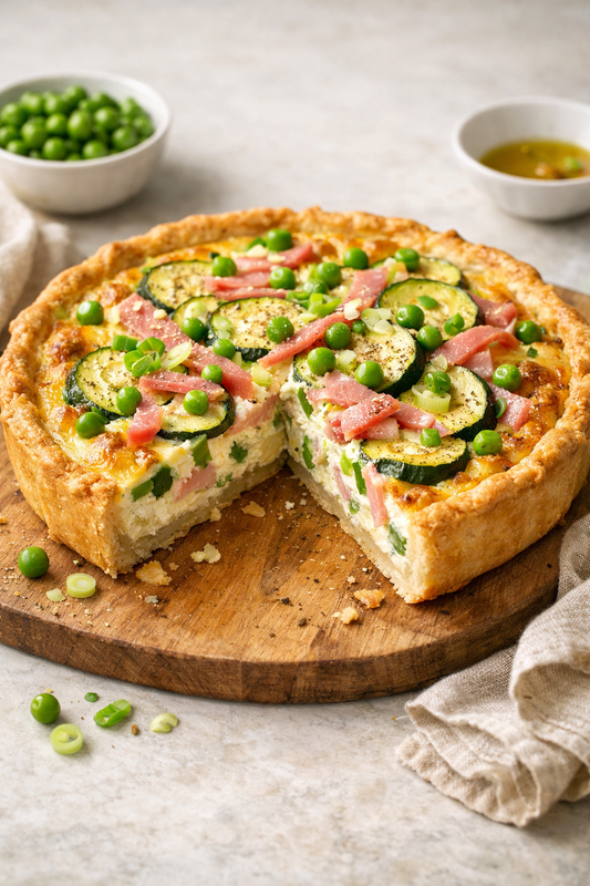 TARTE PRINTANIÈRE LÉGUMES RICOTTA JAMBON BLANC